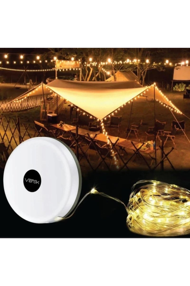 Vertik RGB LED light string 10 m with built-in spotlight and 2000mAh power bank, waterproof - Image 1